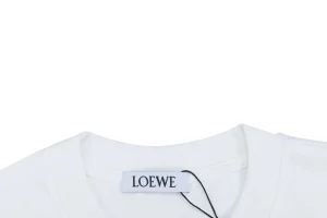 Loewe Green Orange Anagram Embroidered Logo T-Shirt White Collar