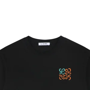 Loewe Green Orange Anagram Embroidered Logo T-Shirt Black