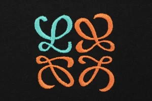 Loewe Green Orange Anagram Embroidered Logo T-Shirt Black Brand