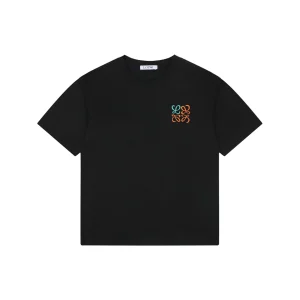 Loewe Green Orange Anagram Embroidered Logo T-Shirt Black Front view