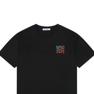 Loewe Green Orange Anagram Embroidered Logo T-Shirt Black