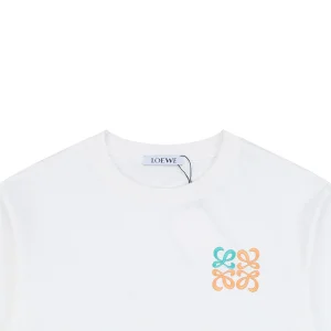 Loewe Green Orange Anagram Embroidered Logo T-Shirt White