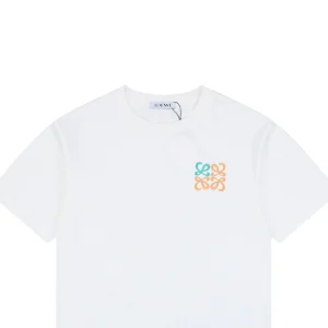 Loewe Green Orange Anagram Embroidered Logo T-Shirt White