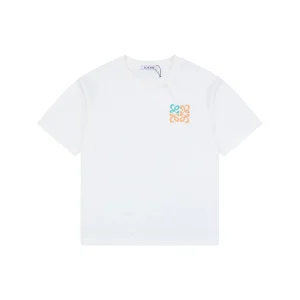 Loewe Green Orange Anagram Embroidered Logo T-Shirt White Front view