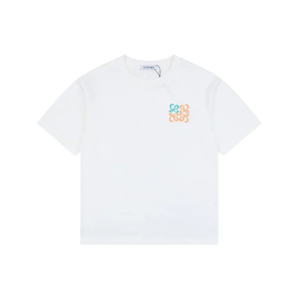 Loewe Green Orange Anagram Embroidered Logo T-Shirt White Front view