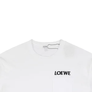 Loewe Logo Pocket Cotton T-Shirt White