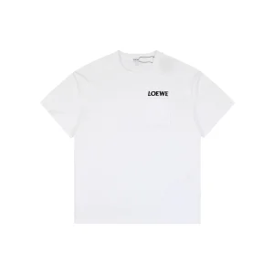 Loewe Logo Pocket Cotton T-Shirt White Front view