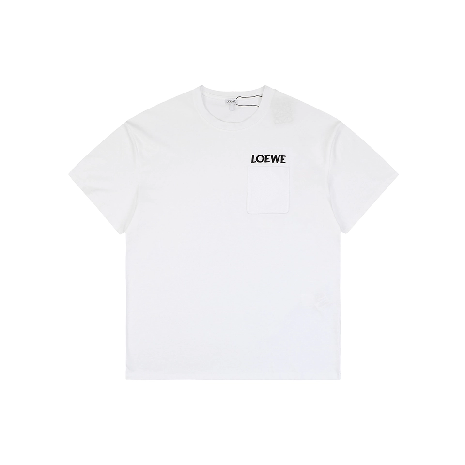 Loewe Logo Pocket Cotton T-Shirt White Front view