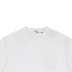 Loewe Tonal Anagram Pocket Embroidered T-Shirt White