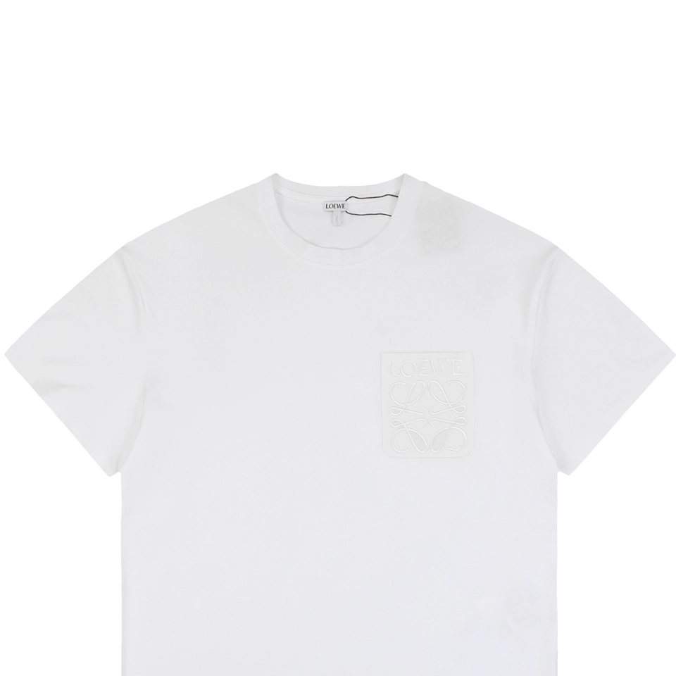 Loewe Tonal Anagram Pocket Embroidered T-Shirt White