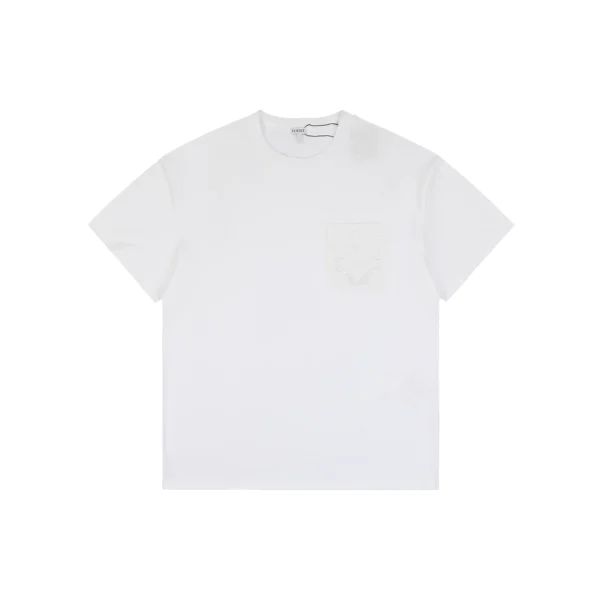 Loewe Tonal Anagram Pocket Embroidered T-Shirt White Front view