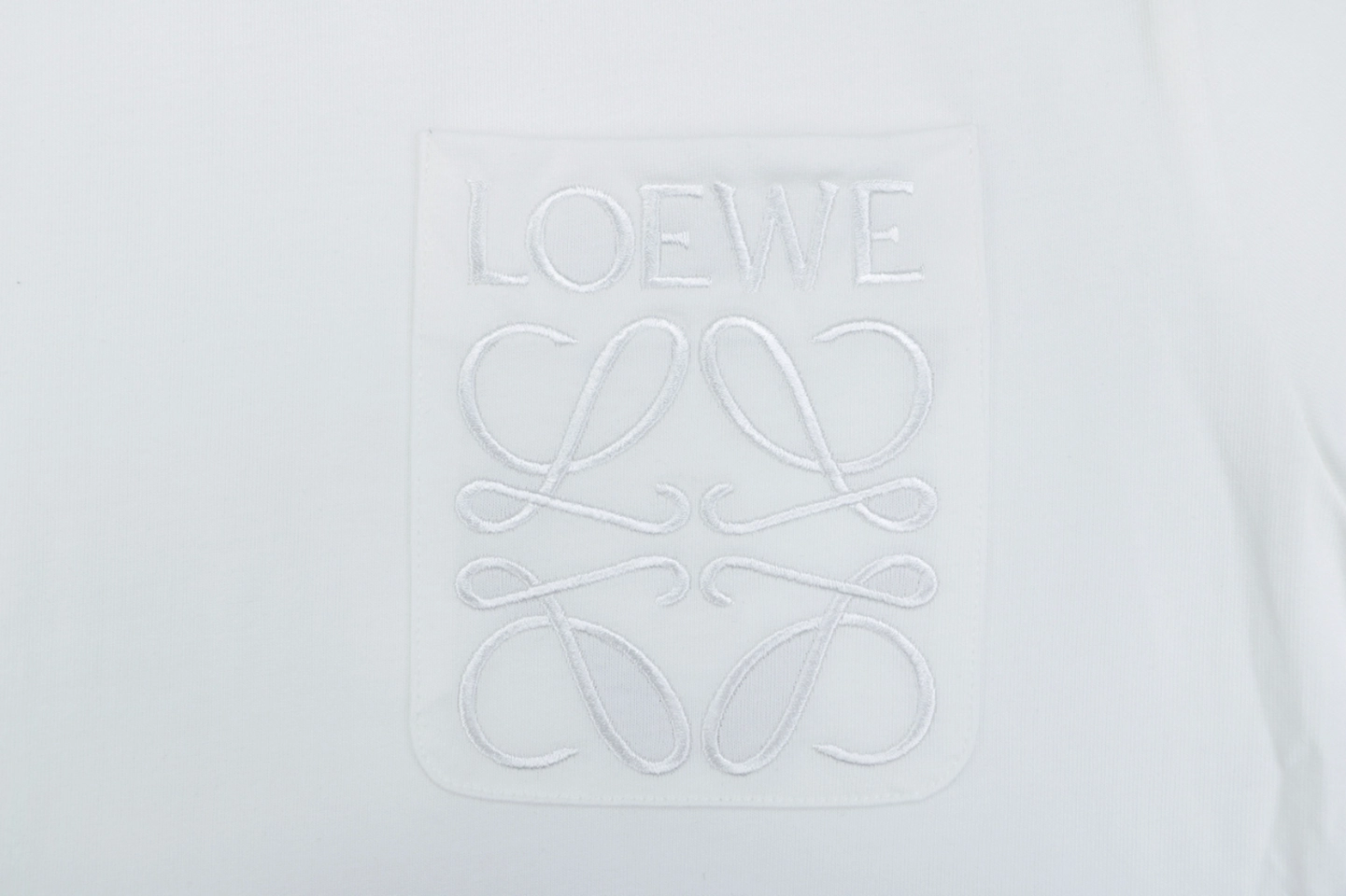 Loewe Tonal Anagram Pocket Embroidered T-Shirt White Front Pocket