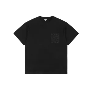 Loewe Tonal Anagram Pocket Embroidered T-Shirt Black Front view
