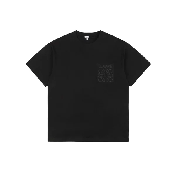 Loewe Tonal Anagram Pocket Embroidered T-Shirt Black Front view