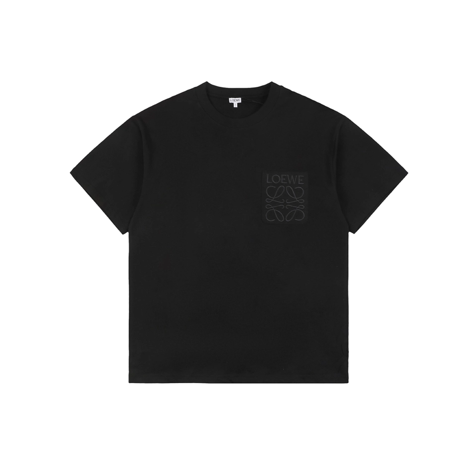 Loewe Tonal Anagram Pocket Embroidered T-Shirt Black Front view