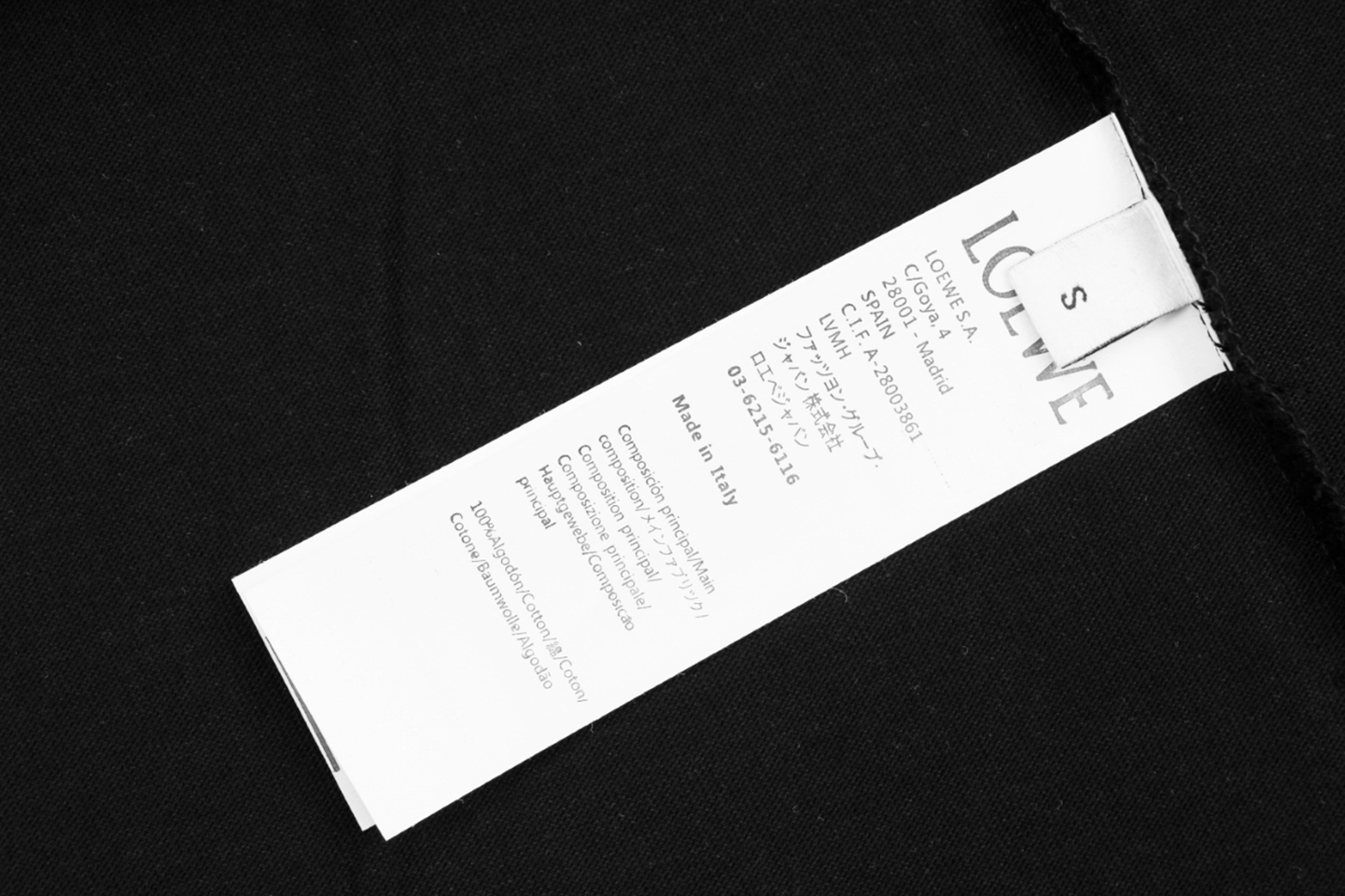 Loewe Tonal Anagram Pocket Embroidered T-Shirt Black Wash label