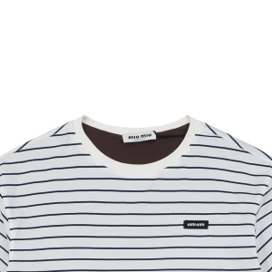 Miu Miu Reversible Striped Cotton T-Shirt