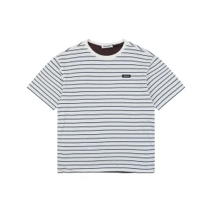 Miu Miu Reversible Striped Cotton T-Shirt Front view
