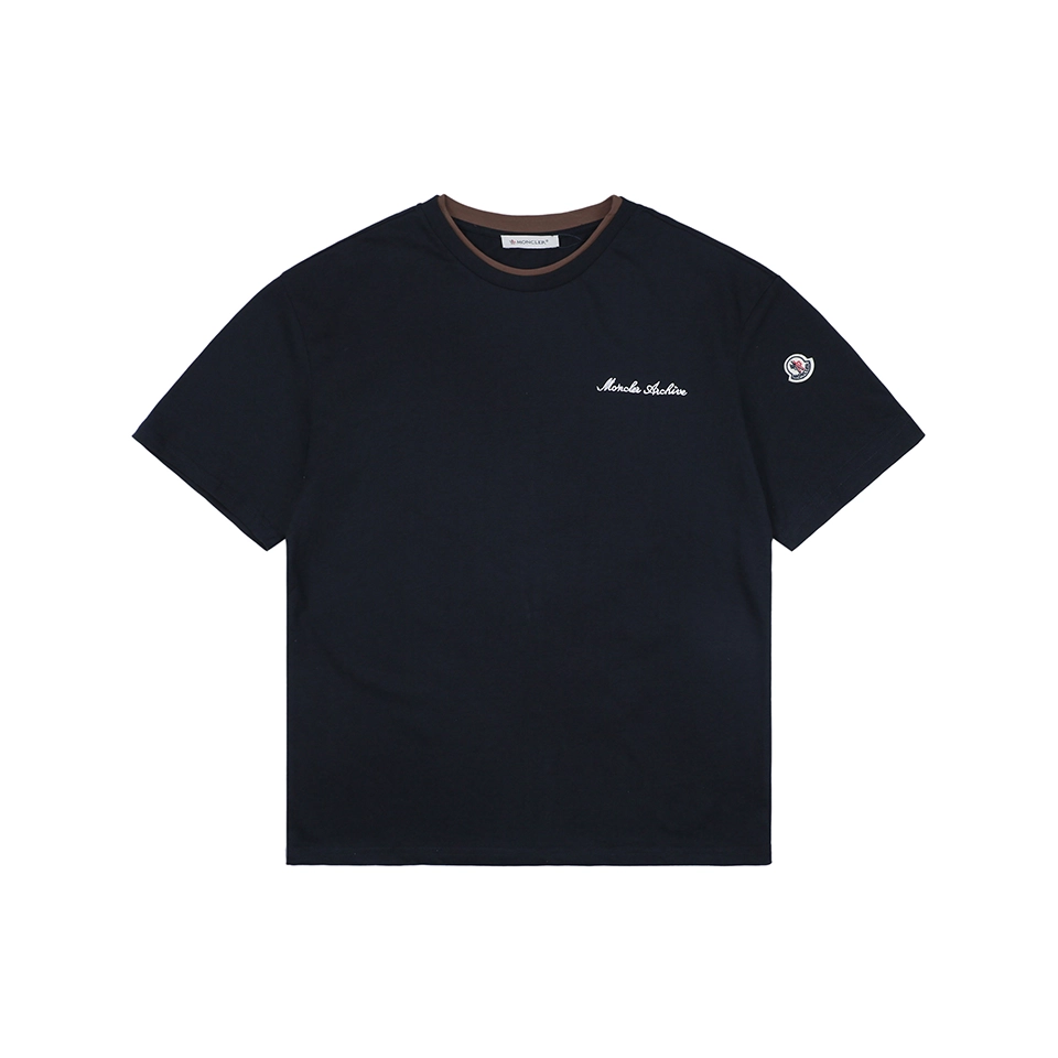 Moncler Archive Double-Layer Collar T-Shirt Navy Front view