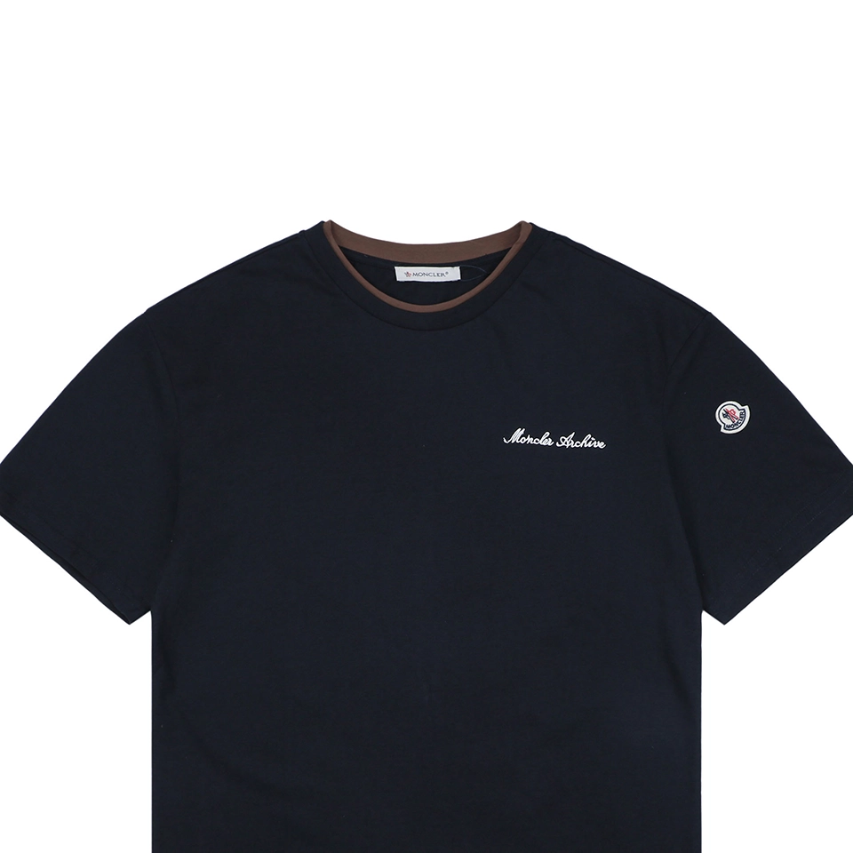 Moncler Archive Double-Layer Collar T-Shirt Navy