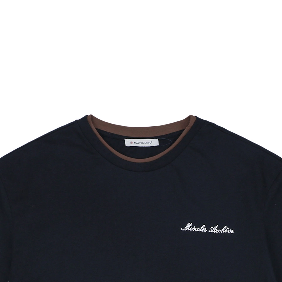 Moncler Archive Double-Layer Collar T-Shirt Navy