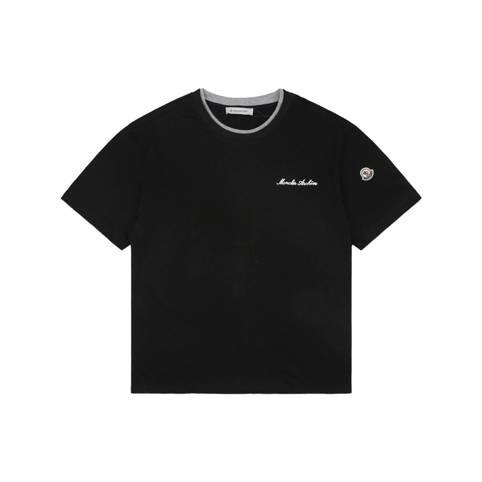 Moncler Archive Double-Layer Collar T-Shirt Black Front view