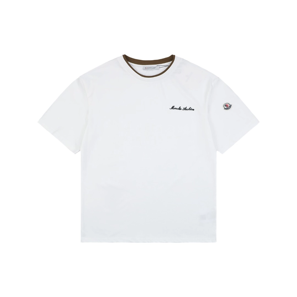 Moncler Archive Double-Layer Collar T-Shirt White Front view