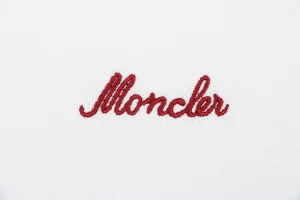 Moncler Contrast Collar Signature Embroidery Cotton Piqué Polo Shirt White Brand