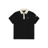 Mxxcler Contrast Collar Signature Embroidery Cotton Piqué Polo Shirt (Black/White)