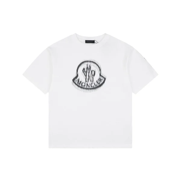 Moncler Distorted Logo Graphic T-Shirt White Front view