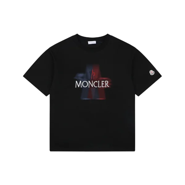 Moncler Gradient Logo Graphic T-Shirt Black Front view