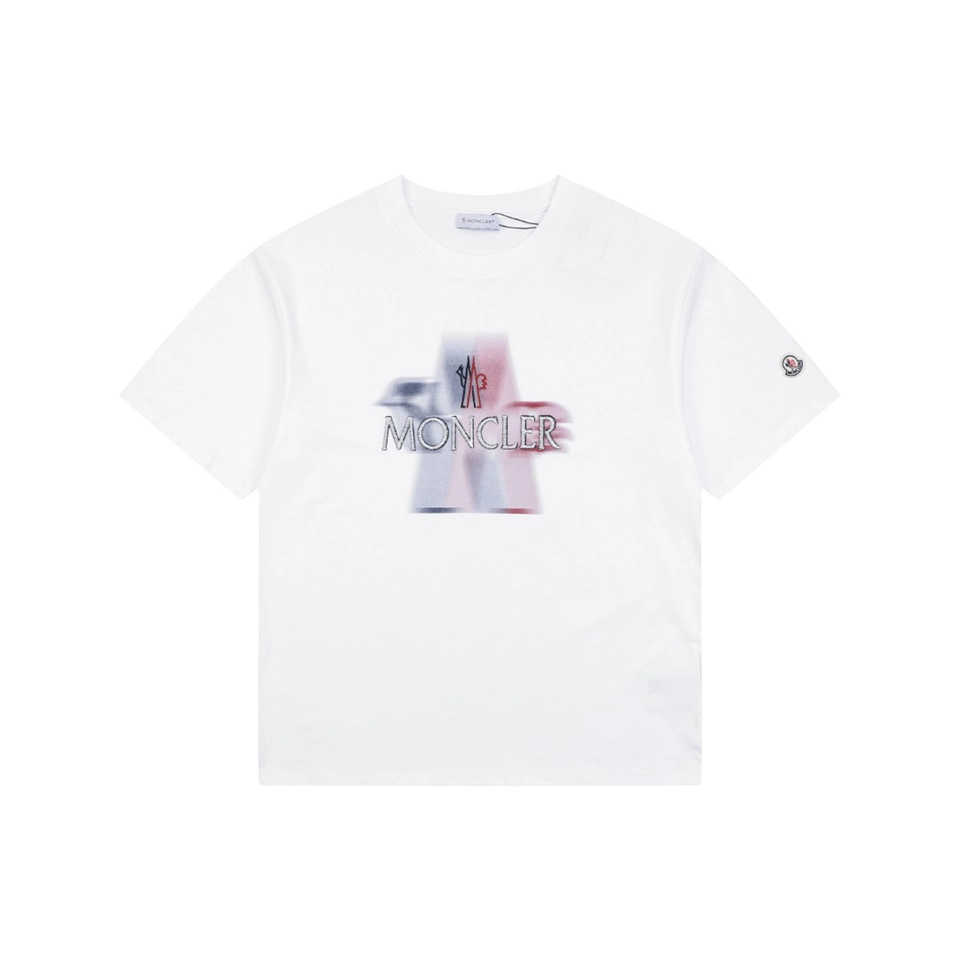 Moncler Gradient Logo Graphic T-Shirt White Front view