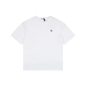 Moncler Logo Patch Cotton T-Shirt White Front view