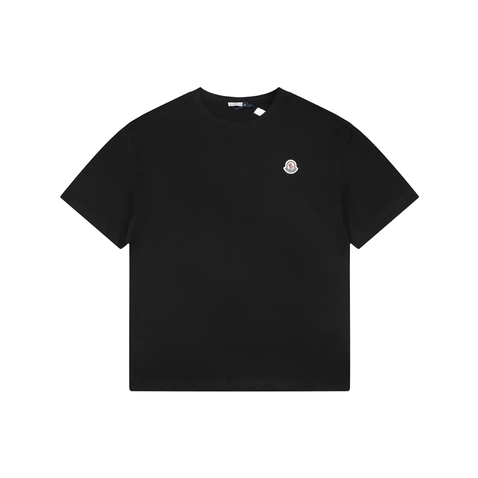 Moncler Logo Patch Cotton T-Shirt Black Front view