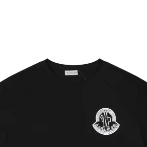 Moncler Outline Logo Cotton T-Shirt Black