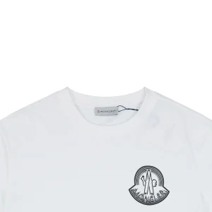 Moncler Outline Logo Cotton T-Shirt White