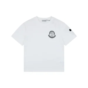 Moncler Outline Logo Cotton T-Shirt White Front view