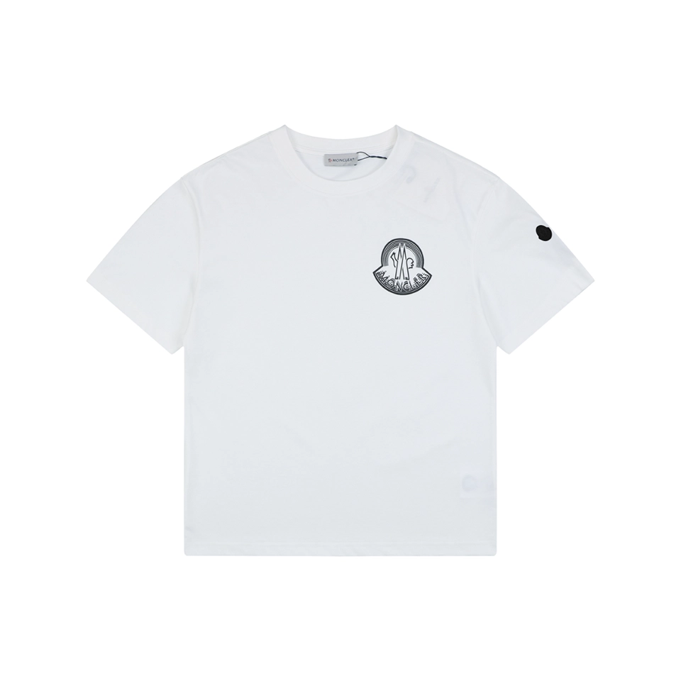 Moncler Outline Logo Cotton T-Shirt White Front view