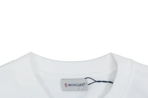 Moncler Outline Logo Cotton T-Shirt White Collar