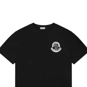 Moncler Outline Logo Cotton T-Shirt Black