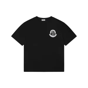 Moncler Outline Logo Cotton T-Shirt Black Front view