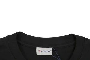 Moncler Outline Logo Cotton T-Shirt Black Collar
