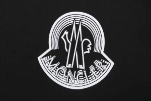 Moncler Outline Logo Cotton T-Shirt Black Front Brand