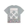 Off-White Grey Galaxy Paint Splatter Arrow Graphic T-Shirt