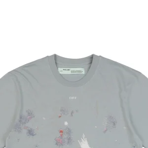 Off-White Grey Galaxy Paint Splatter Arrow Graphic T-Shirt