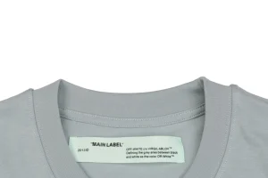 Off-White Grey Galaxy Paint Splatter Arrow Graphic T-Shirt Collar