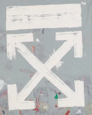 Off-White Grey Galaxy Paint Splatter Arrow Graphic T-Shirt Back Print