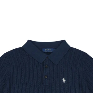Ralph Lauren Cable Knit Polo T-Shirt Navy