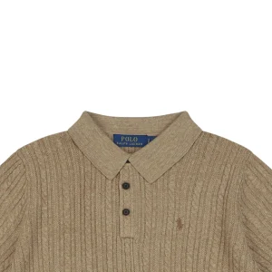 Ralph Lauren Cable Knit Polo T-Shirt Brown
