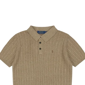 Ralph Lauren Cable Knit Polo T-Shirt Brown